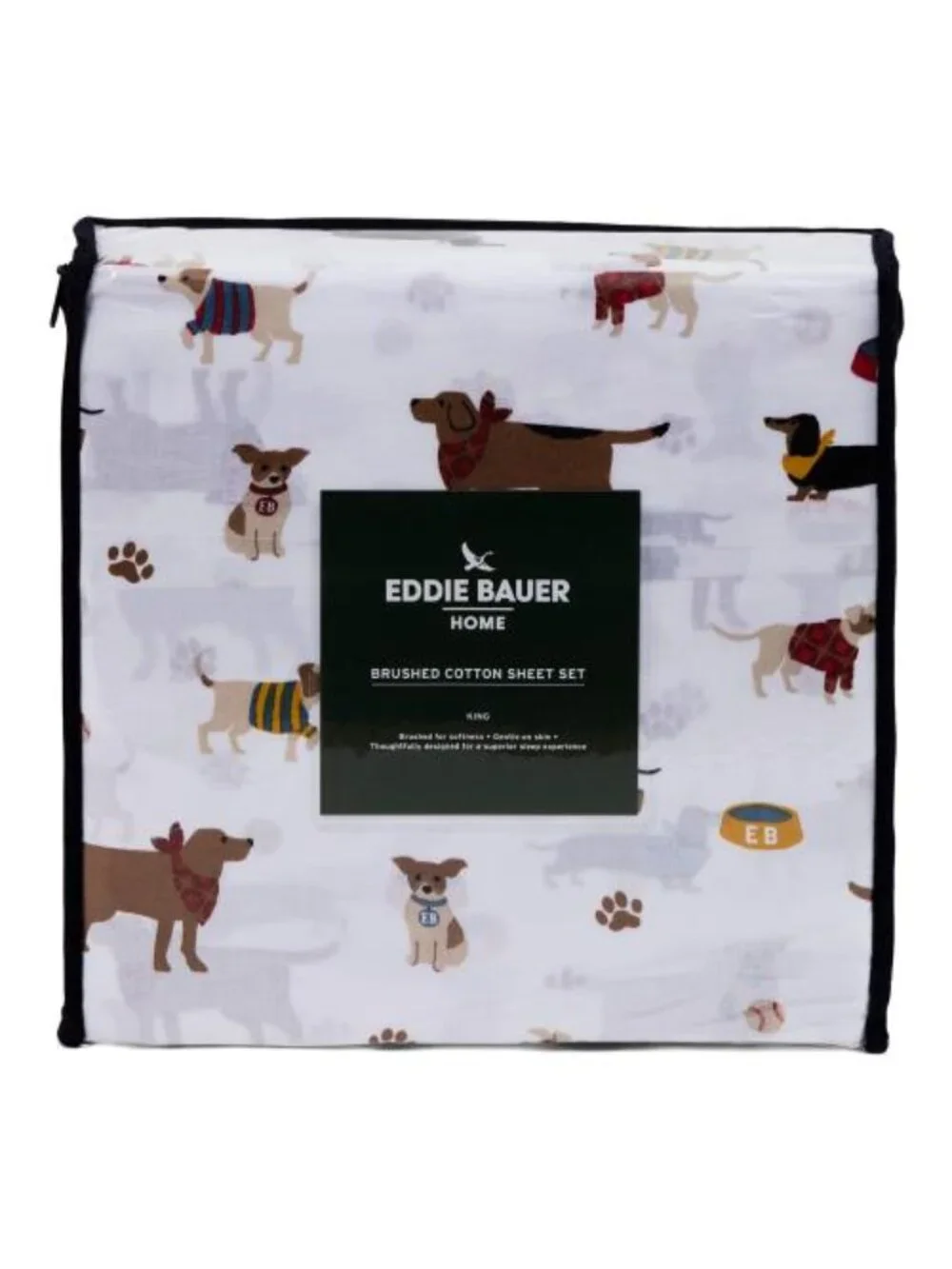 EDDIE BAUER Cotton Dog Print Sheet Set